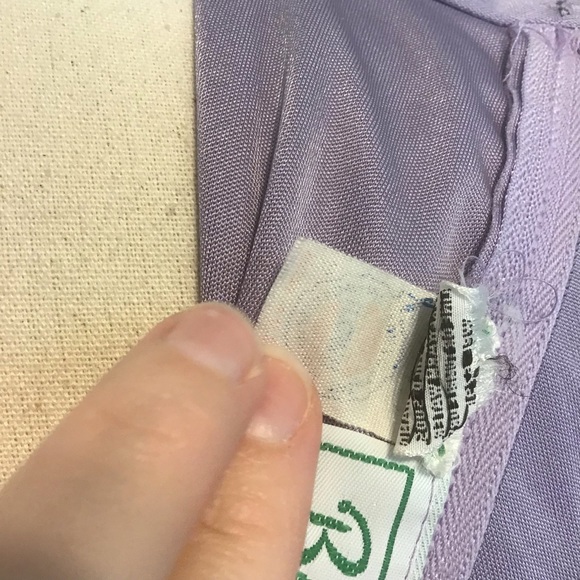 BEEGE JW Woman’s VINTAGE Lavender High Neck Drape Front Flutter Belted Dress S - Picture 8 of 9